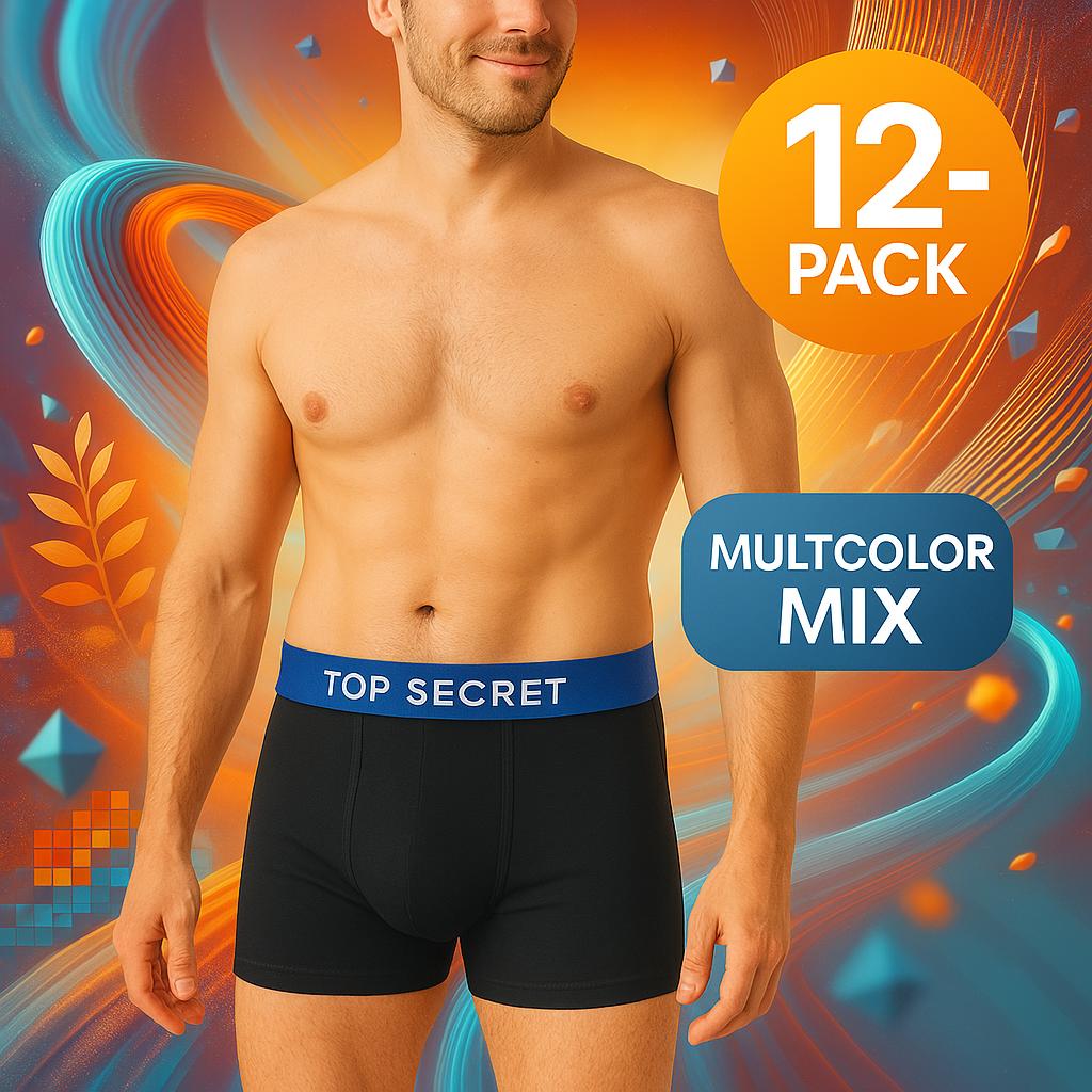 Top Secret Men's Cotton Boxer Shorts 12 Pack