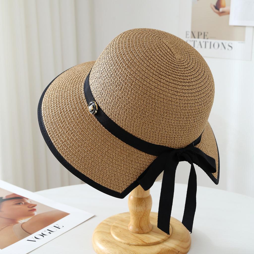 Sunscreen straw hat women beach hat, sun hat straw hat face small visor big brim bucket hat women