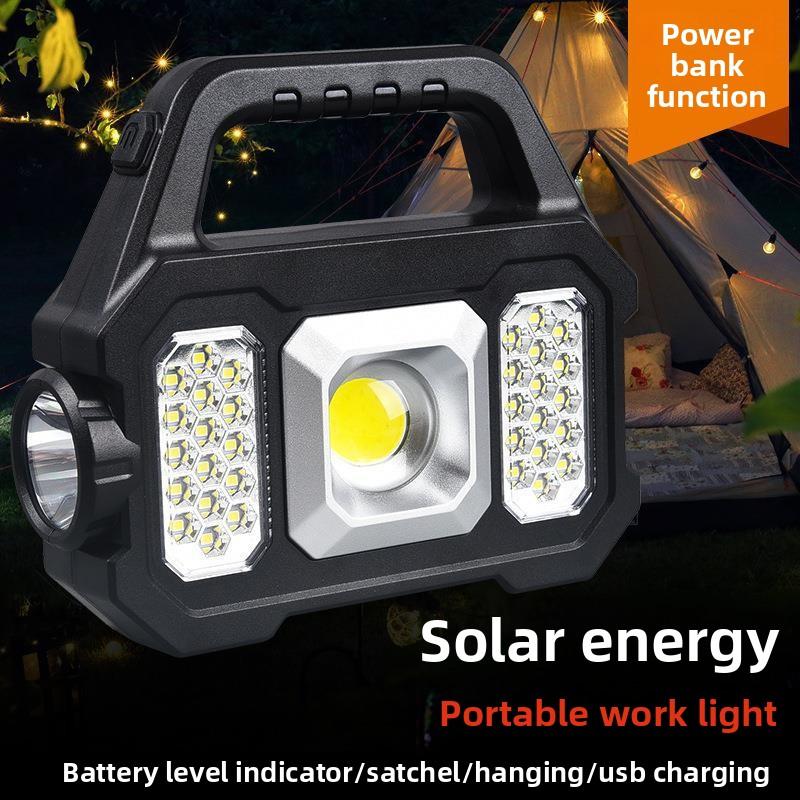 Solar COB Camping Light Lens USB Horse Light Searchlight Camp Light Flood Light Portable Light