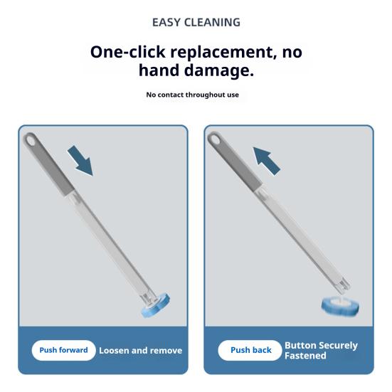 Jednorazowa szczotka do toalety z wymiennymi końcówkami Uchwyt do montażu na ścianie Szczotka do czyszczenia z głębokim rowkiem Środek do czyszczenia łazienki