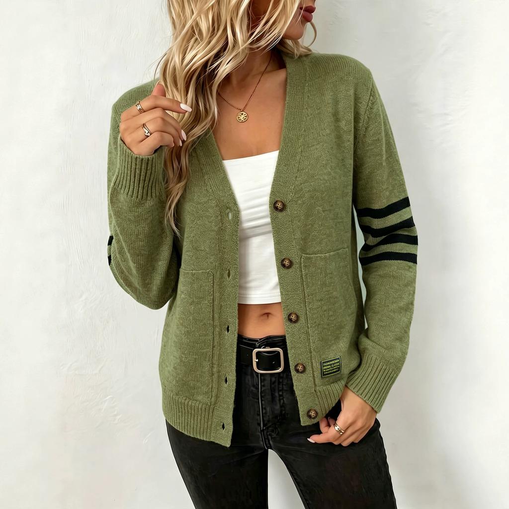 Women's Cardigan, Striped, Zip-Up for Fall and Winter
