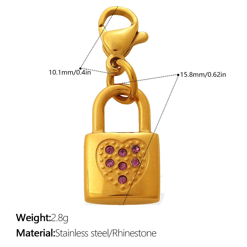 Retro Wind Diamond Lock Key Series Lobster Buckle Pendant Stainless Steel Gold-Plated Versatile Diy Accessories