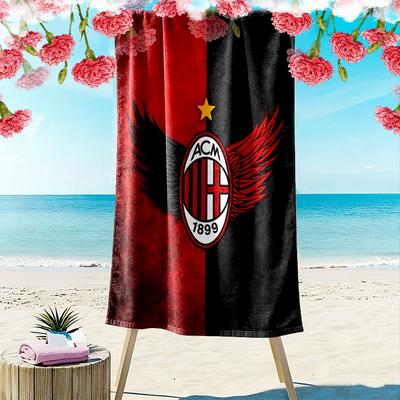 AC Milan Print Beach Towel, Large Soft Quick Dry Towel for Beach Camping Swimming