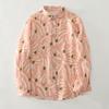 Dimanaf 2025 Casual Blouse Women Long Sleeve Linen Vintage Blouses Shirts Thin Tops Tees Loose Floral Tees