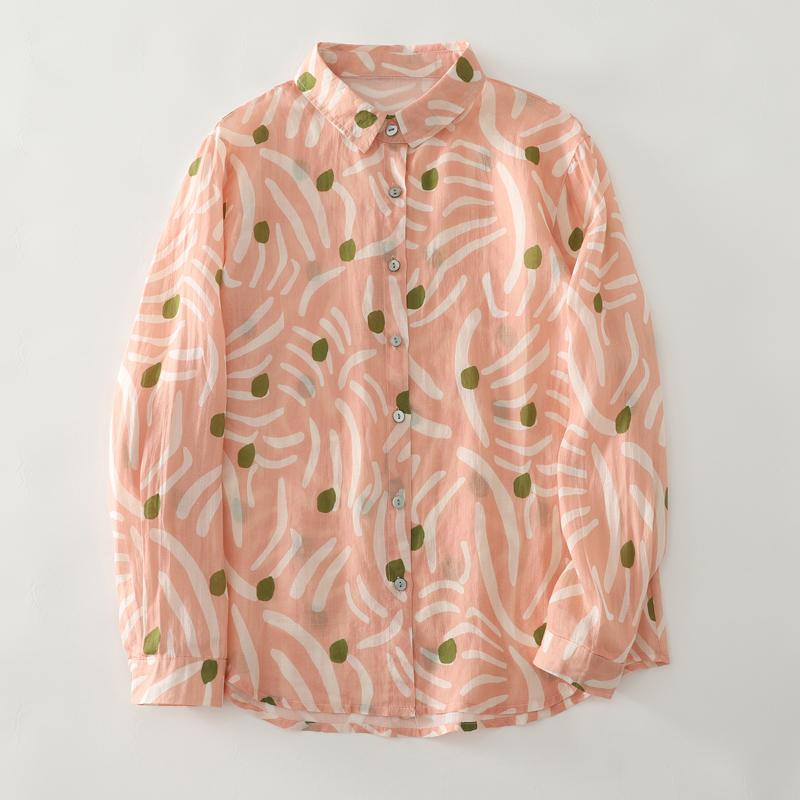 Dimanaf 2025 Casual Blouse Women Long Sleeve Linen Vintage Blouses Shirts Thin Tops Tees Loose Floral Tees