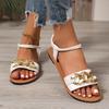 2025 new large size fashion round head chain temperament simple and versatile foreign style women's sandals
