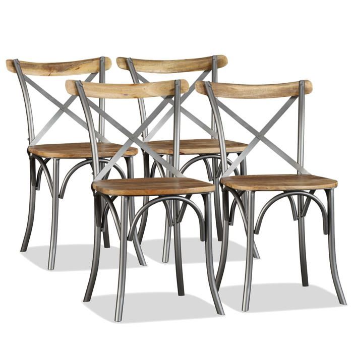 VidaXL 4x Bois de Manguier Massif Chaises de Salle à Manger Chaises de Repas Chaises à Dîner Sièges de Cuisine Meubles de 274882
