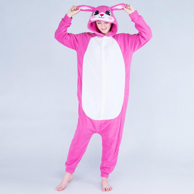 Růžové Modré Zvířecí Kreslené Fleecové Onesie Pyžamo pro Páry - Podzimní/Zimní Kolekce