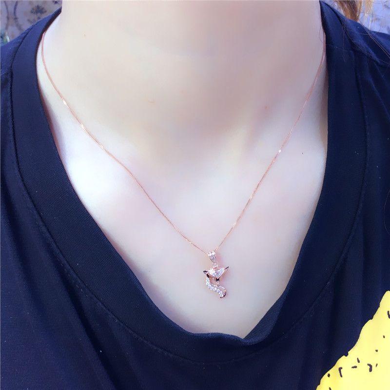 Exquisite Russian Purple Gold Pendant, Colored Gold Plated Rose Gold, Colored Gold, Foreign Gas Inlaid Zircon Fox Fashion Necklace.