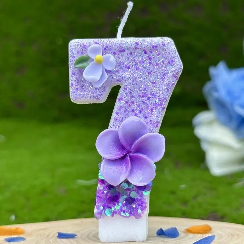 Birthday Candle Cake Topper Colour Changing Creative Number 0-9 Candle Flowers Digital Candles Girl Birthday Party Decoration