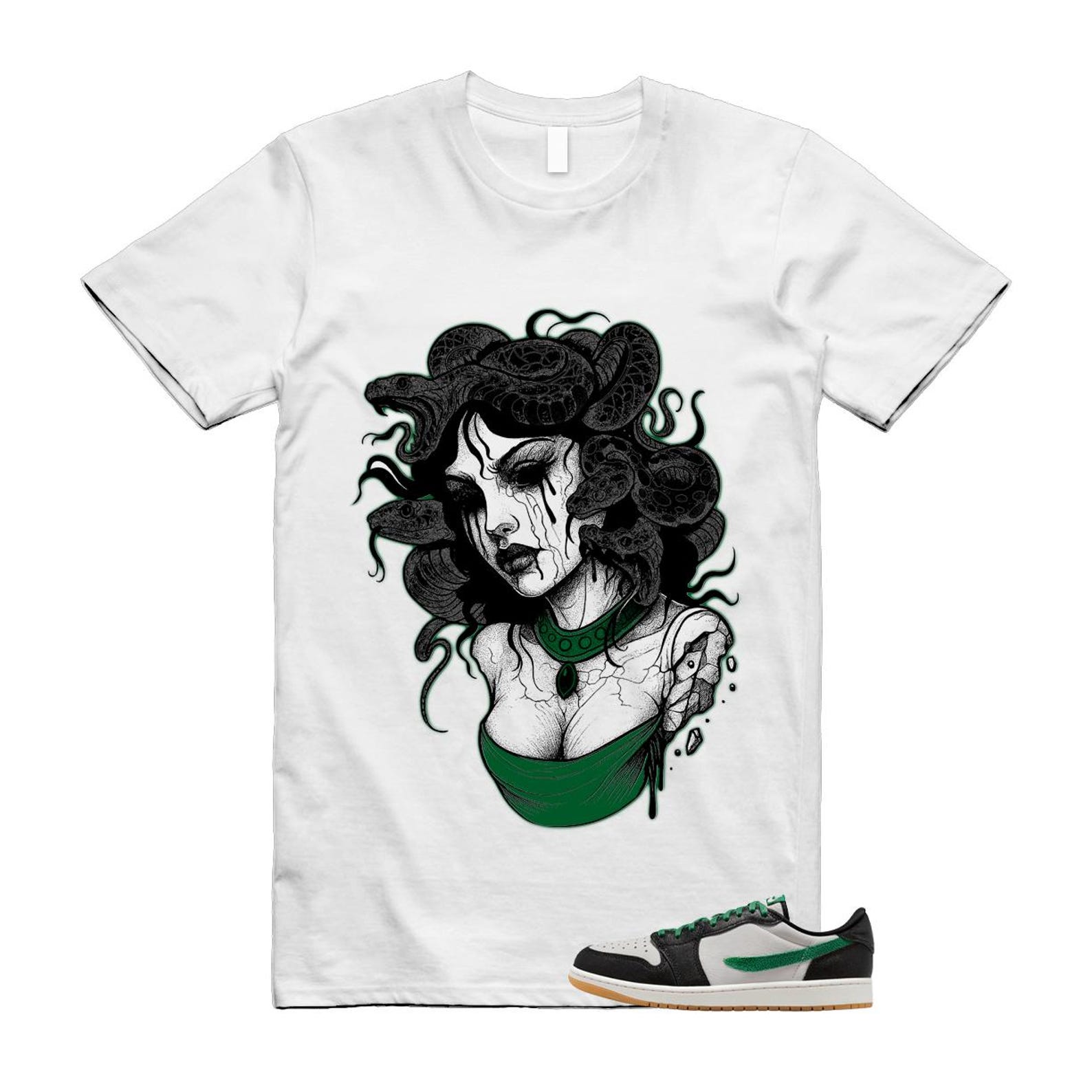 1 Phantom Pine Green White Black Low OG T Shirt Match SNAKES S