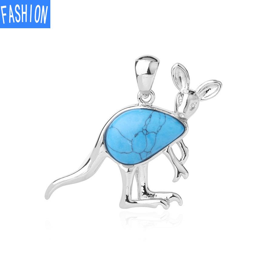 

Экзотическое очарование австралийского национального сокровища, ожерелье из кенгуру, ожерелье из натурального камня с животными turquoise