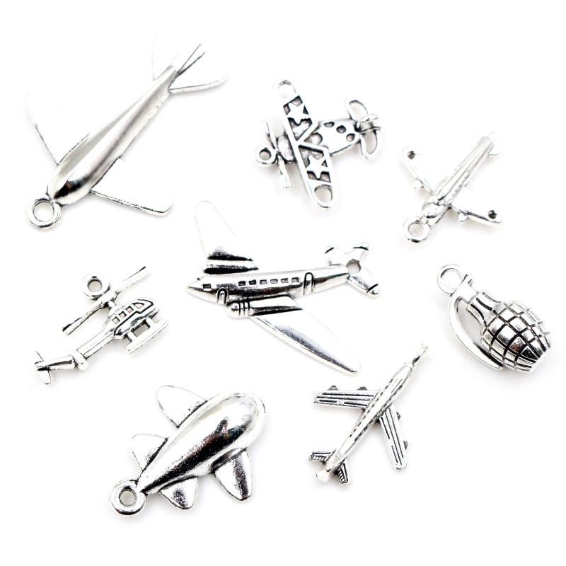 New Fashion Antique Silver Plated Airplane Grenade Helicopter Chrams Metal Alloy Pendant DIY Charms DIY Jewelry Making Findings