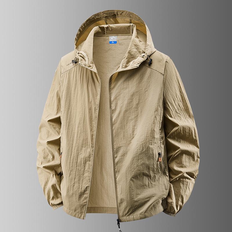 

Мужская легкая летняя куртка с воротником-стойкой для защиты от солнца 4XL хаки