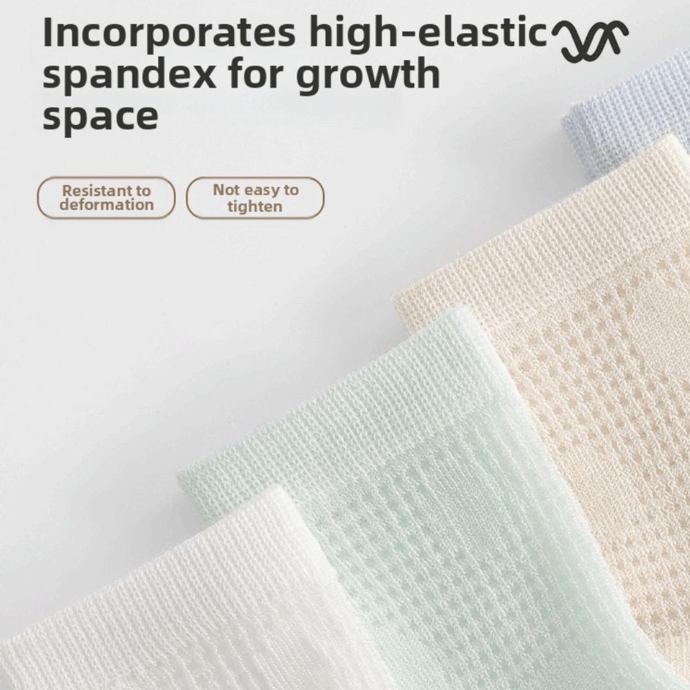 4 Pairs Thin Baby Mesh Socks Combed Cotton Mid-calf Socks New Summer Socks Birthday Gifts