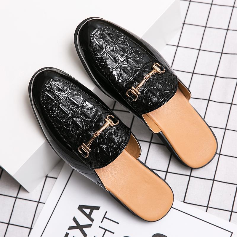 Scarpe Uomo Muller con Fantasia Coccodrillo Ciabatte Estive Slip-on Uomo Mezza Pantofola Pelle Traspirante Mocassini Casual da Uomo Scarpe Piatte Fresche Pigre