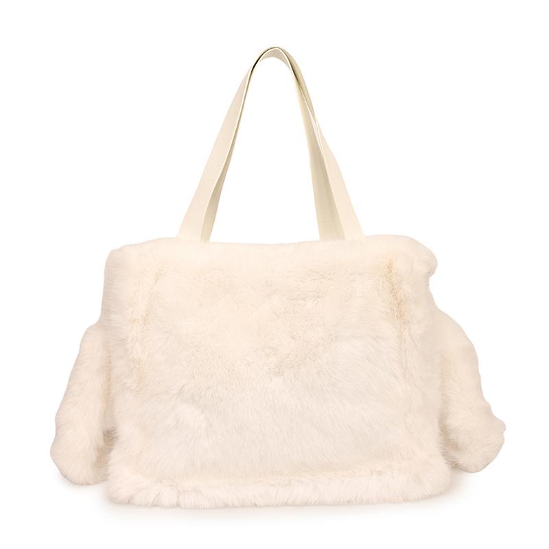 

2026 Autumn/winter Soft Thicken Bags Cott Solid Color Zipper Large Capacity Casual Tote Dopamine Color Fashi Shoulder Bags білий