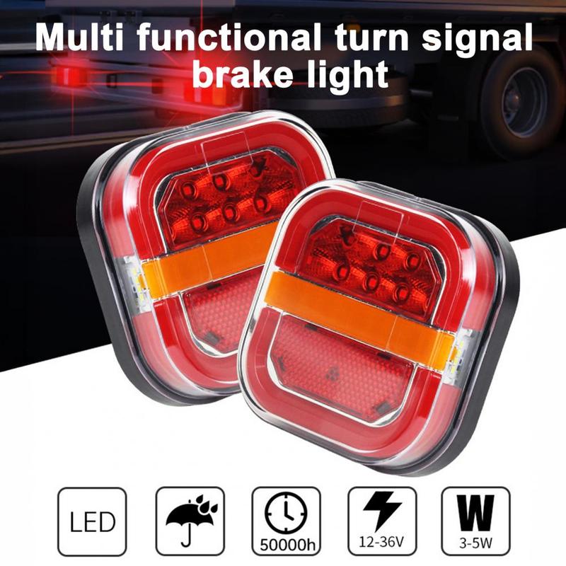 For Truck UTV ATV Van Square 12V 24V Car Tail Lamp Car Accessories License Plate Lamp Taillight Turn Signal Indicator 28 LED