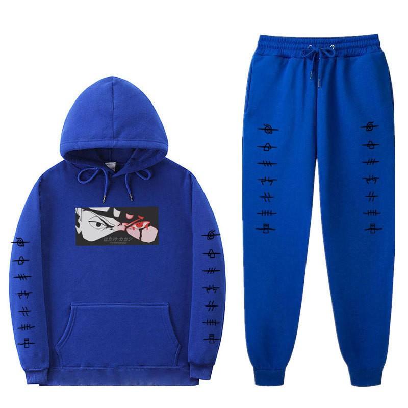 Naruto Kakashi Hooded Fleece Sweatshirt Set Unisex Casual Winter Outfit Long Sleeve Tracksuit