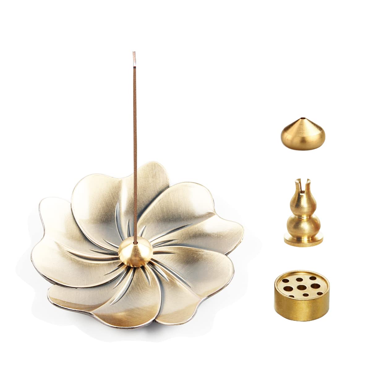 

Dorake Incense Holder, Incense Burner, Incense Dishes, Stylish Brass Buddhist Altar Decor, Simple Japanese Style, 4-Piece Set