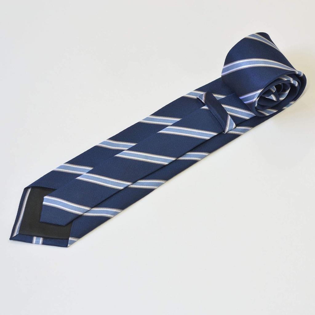 [Tuxedo Station] Silk Tie, Navy Blue Stripe, Men's, for Job Interviews, Weddings, Entrance Ceremonies, Graduation Ceremonies, After-Parties, Formal
