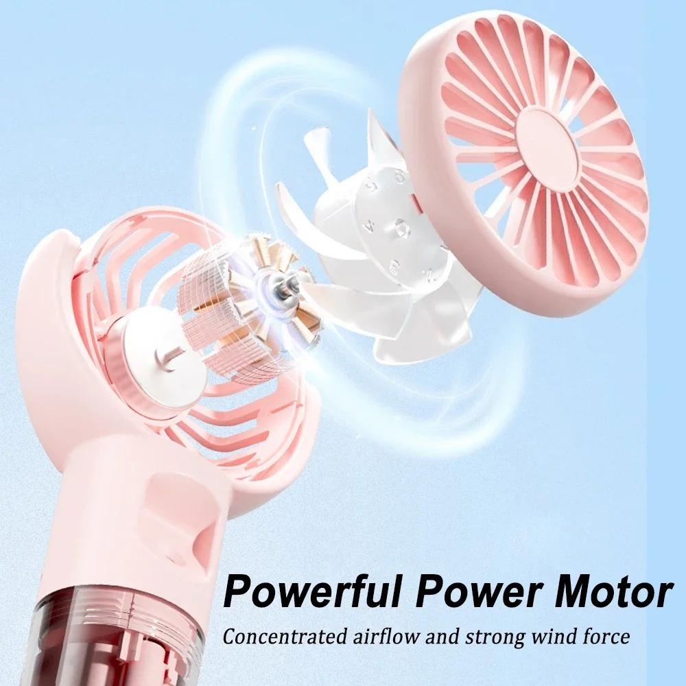 Mini Handheld Misting Fan - USB Rechargeable Portable Humidifier, Pocket Cooler with Water Spray for Travel & Outdoor Use
