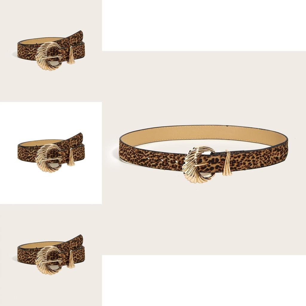 Tiger Print Womens Fashion Leather Belt With Faux Pu Material And Gold Buckle For Casual Wear