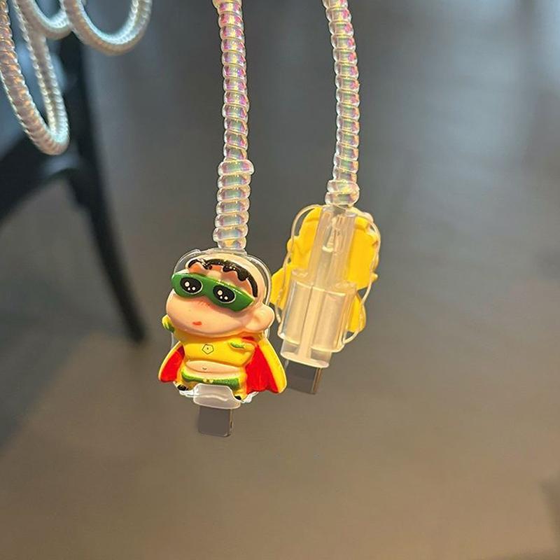 3D Crayon Shin-Chan Charger Data Cable Protector Case Winder Kits For Iphone Ipad 18W 20W Protective Cover Data Line Anti-Break