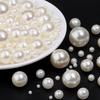 10-1000pcs Beige ABS Imitation Pearl Beads Multisize Round Loose Beads With Hole For Jewelry Making DIY Bracelets Accessories