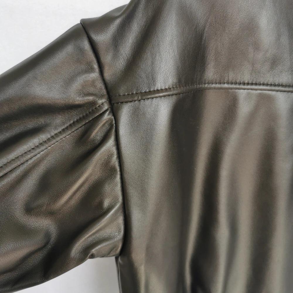 Maplesteed Loose Women Genuine Leather Jacket OVERSIZE Soft 100% Natural Sheepskin Drop-Shoudler Narrow Waist