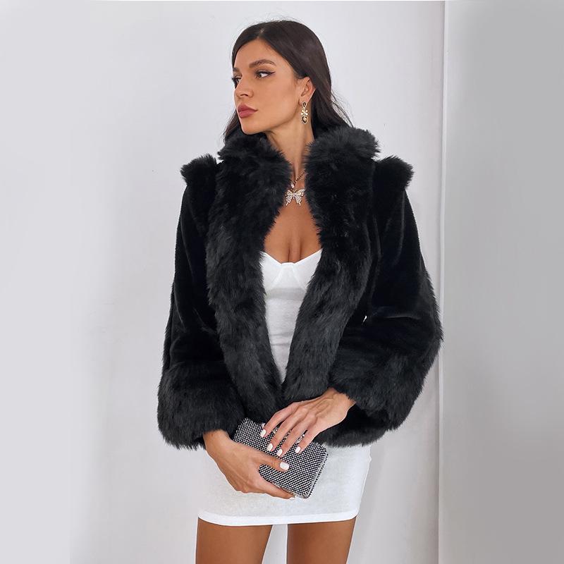 European and American Style Mid-Length Imitation Mink Fur Coat for Women