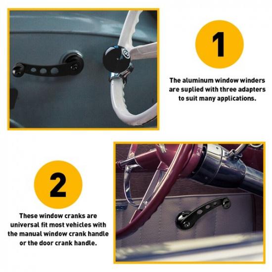 Pair Aluminum Billet Crank Handle Winders Window Manual Car Truck Glass Door EXV
