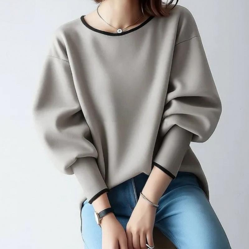 2026 Spring New Women's Round Neck Long Sleeve Patchwork Color Block Pullover Top Versatile T-Shirt