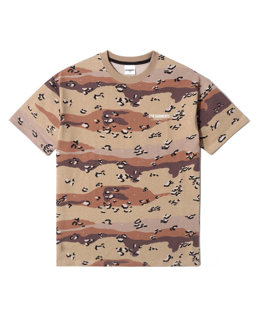 QT8 GARMENTS Oc Simple Logo Chocolate Chip Camo Tee (Beige)
