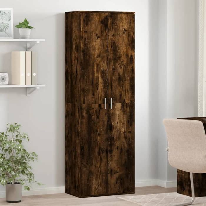 VidaXL Buffet haut chêne fumé 60x35x180 cm bois d'ingénierie, buffet, meuble de rangement, armoire haute, armoire, armoire 3276669
