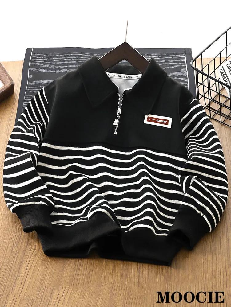 

Kids Half-zip Sweatshirt, Striped Collar Sweatshirt For Medium And Large Children 90