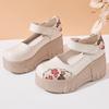 Fashion GKTINOO Thick Soled Heightening Pumps 2025 Spring New Genuine Leather Hook & Loop Versatile Retro Women's Platform Shoes
