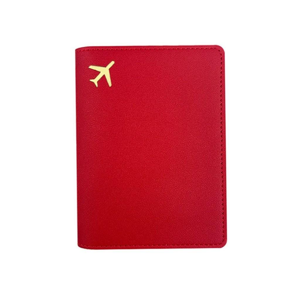 Кожаный (PU) Держатель для паспорта Легкий Водонепроницаемый Чехол для паспорта Однотонный Портативный Чехол для хранения Защитная обложка для паспорта красный