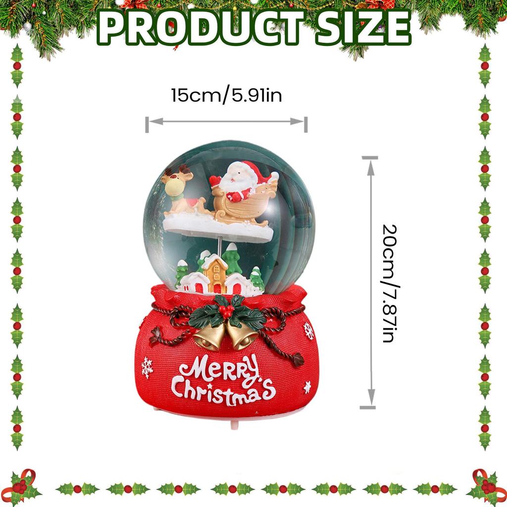 Luminous Music Box Holiday Desktop Ornaments Christmas Crystal Ball Music Box With LED Light For Holiday Desktop Ornaments