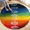 Covor rotund boemia cu mandala curcubeu cu 7 chakre, covor circular pentru decor dormitor, covoraș moale yoga anti-alunecare
