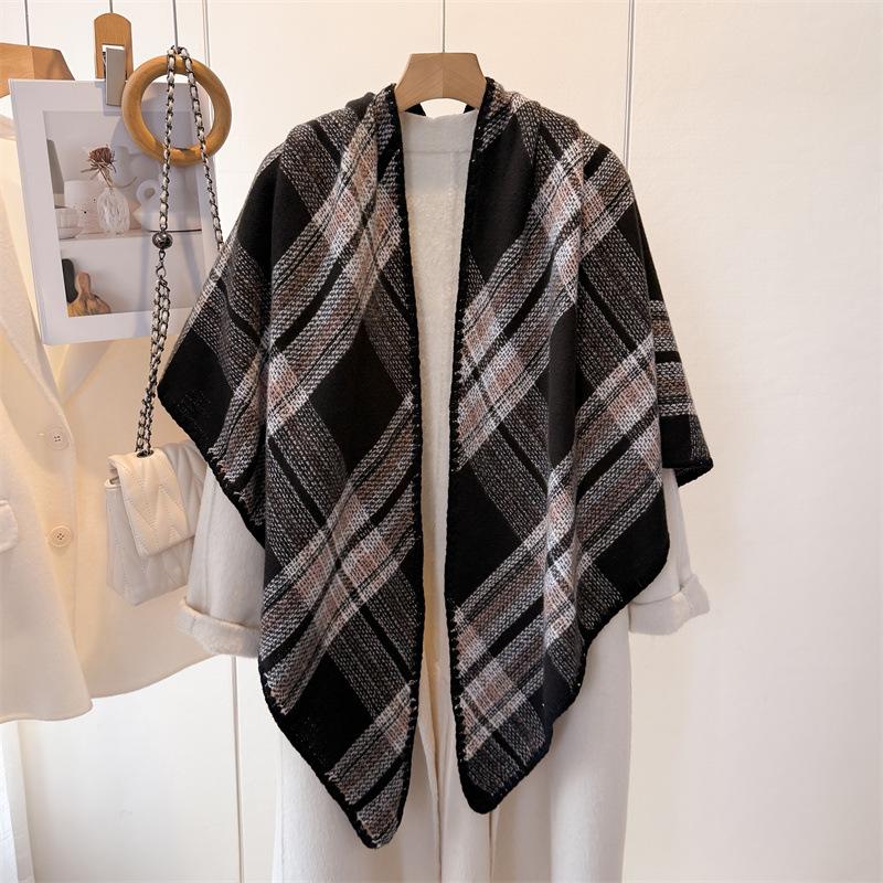 

Autumn And Winter Classic Plaid Warm Scarf Shawl Travel Versatile Imitation Cashmere Triangle Silk Scarves Woman 200x133cm