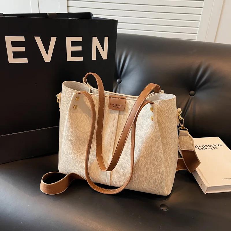 Simple  Fashionable Commuter Tote Bag Women's  Early Autumn New Large-capacity Versatile Shoulder Retro Messenger Bag