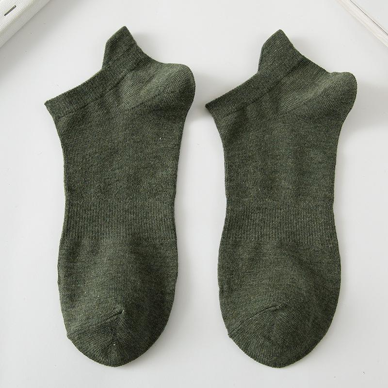 

Мужские дышащие хлопковые спортивные носки: Легкие, впитывающие пот, однотонные, с неглубокими ушками для весны и лета. One Size зелёный