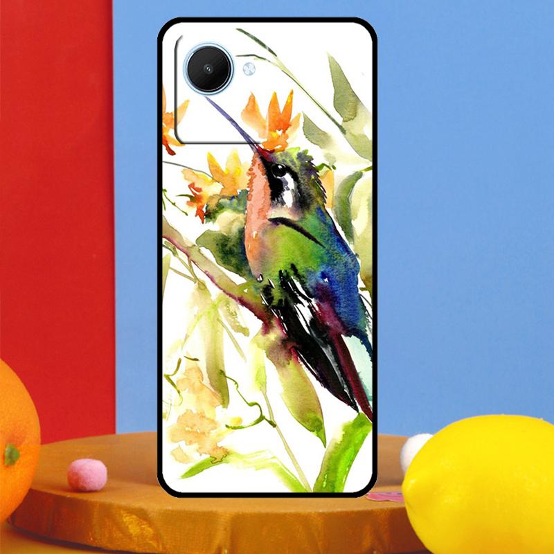 Hummingbird and Flowers For Realme C55 C53 C67 C51 C35 C33 C31 C30 C25s C21Y GT Neo 6 5 9 10 11 12 Pro Plus Case