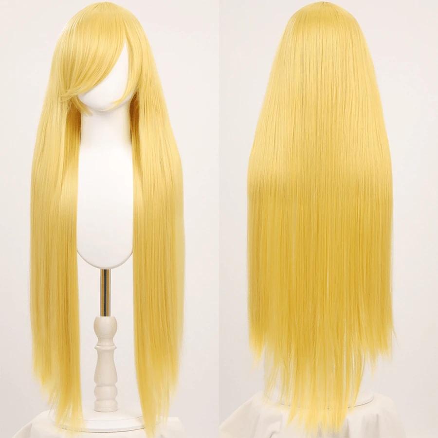 Parrucca Cosplay Lunga Dritta 100CM Multicolore Rosa Biondo Nero Parrucca Costume Anime Parrucca Cos Sintetica Universale Parrucca per Uso Quotidiano Feste
