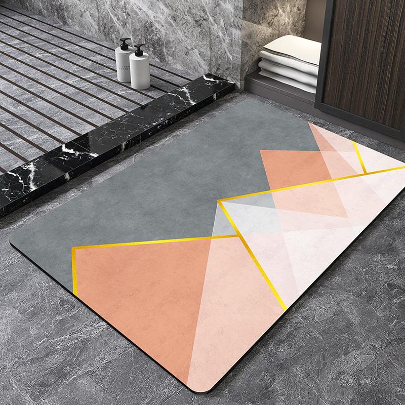 Nordic Geometric Diatomite Bath Mat Bathroom Super Absorbent Foot Mats Non Slip Quick Dry Toilet Shower Toilet Room Rugs Doormat