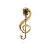 Microphone Music Note Brooch Gold Color Silver Color Enamel Pins Women Men Singer Party Concert Jewelry Backpack Lapel Pin Gifts