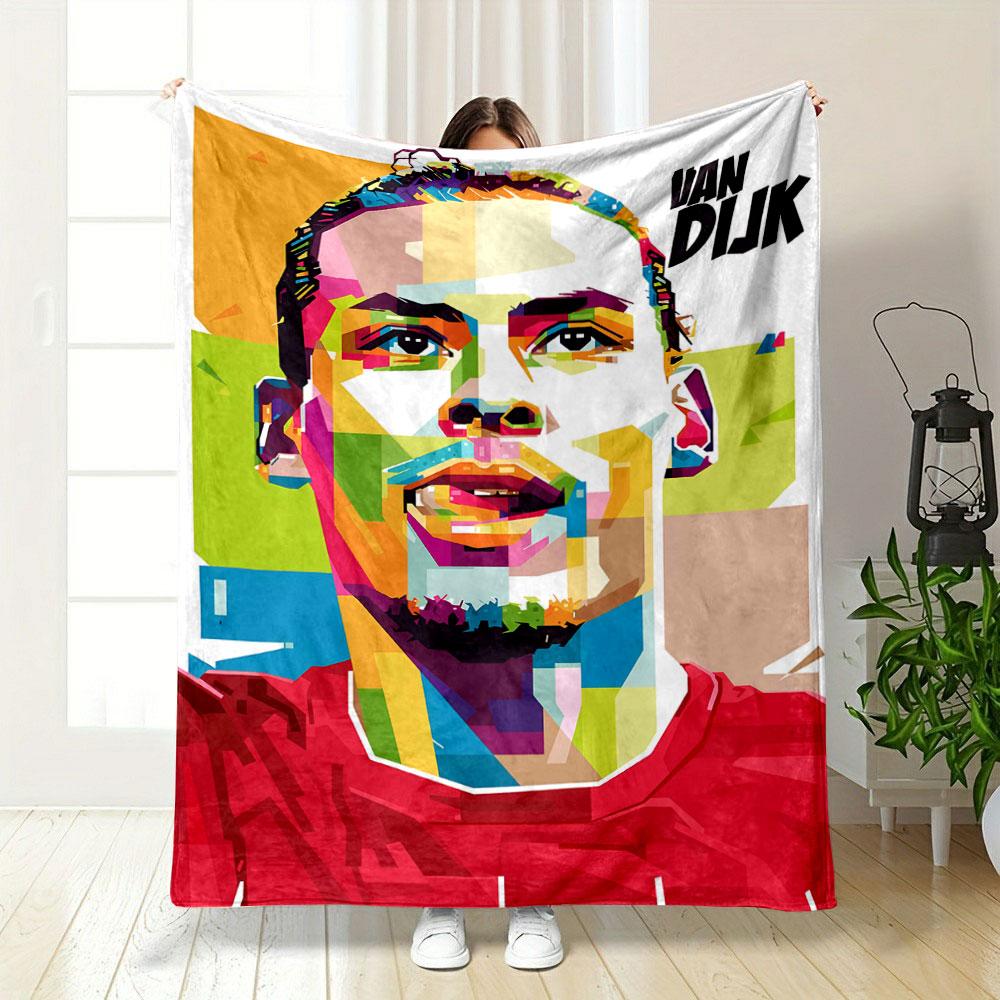 Vivid Geometric Shapes Form a Colorful Abstract Portrait Style. for All Seasons Blanket Lunch Break Throw Gift 75X95CM