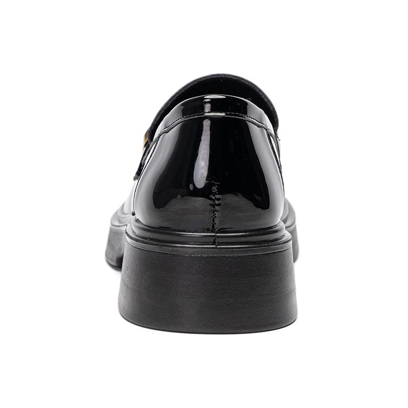 Warrior Loafers Synthetic Leather British Style Fashion Versatile Casual Flats 4.5Cm Women flats Black WXP(WZ)-221001