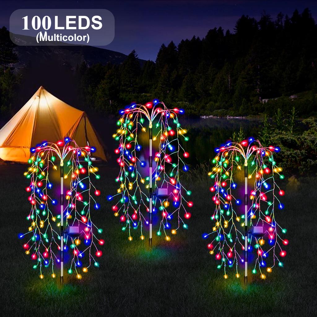 200/100LED Outdoor Solar Feuerwerk Beleuchtung Dekor LED Licht Lichterketten Ramadan Lampe Wasserdichte Lichterketten für Innenhöfe